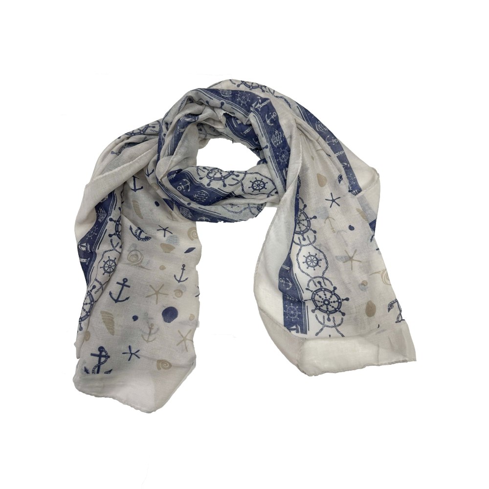Zac's Alter Ego - Tricolour Nautical Print Scarf - Beige